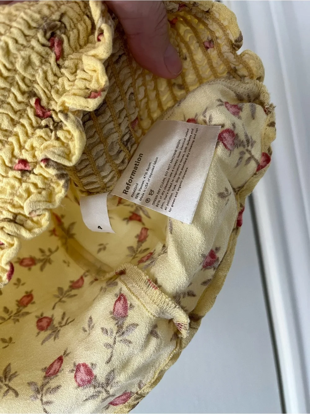 Reformation Jewel Yellow Floral Puff-Sleeve Blouse